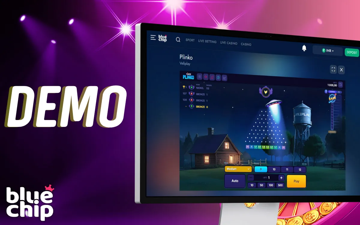 Bluechip Casino Playing Plinko in Free Demo Mode