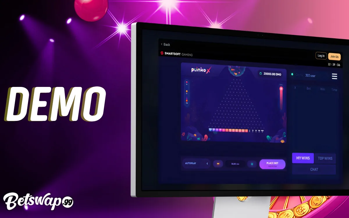 On the Betswap website, you can play Plinko in free demo mode
