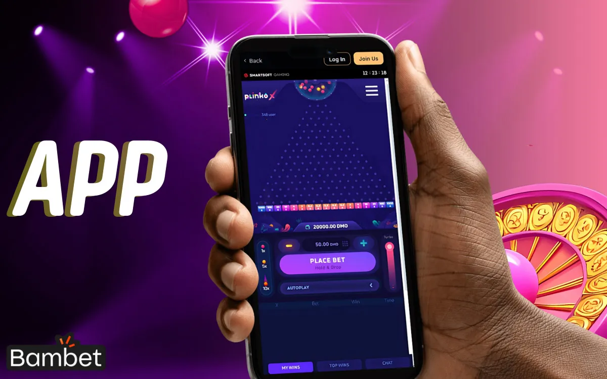 You can play Plinko on the Bambet platform in the app