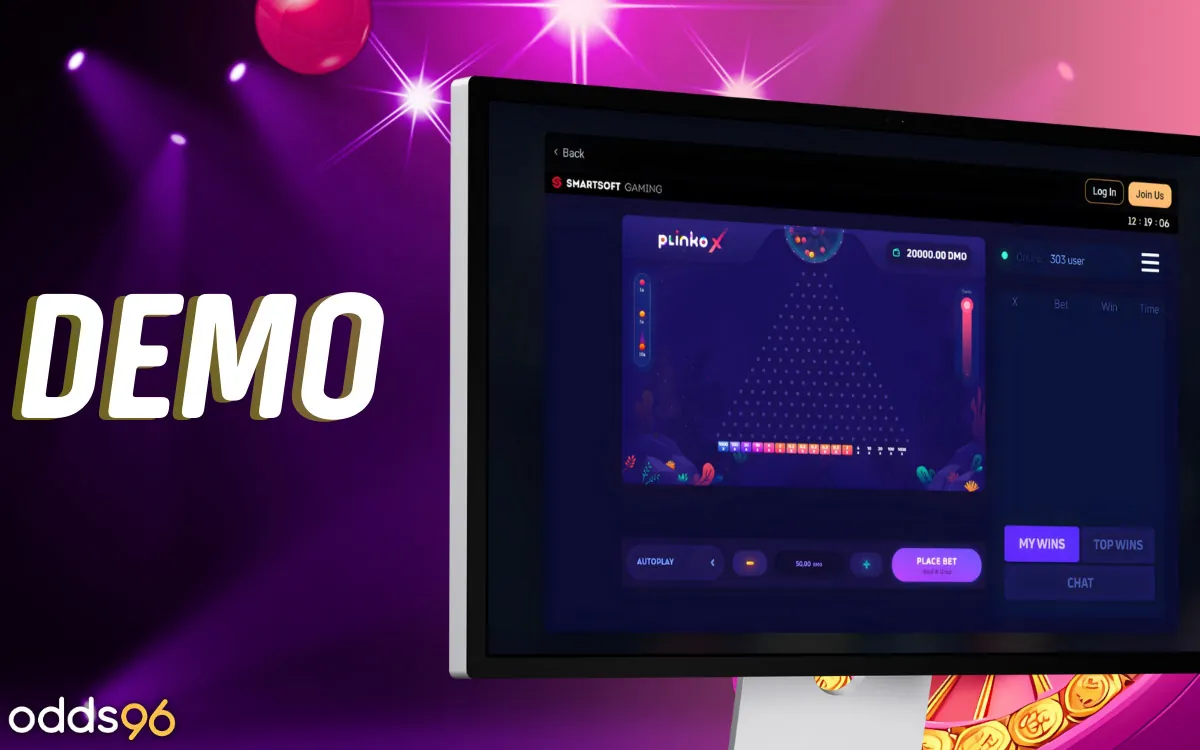 There is a demo version of Plinko on the Odds96 website
