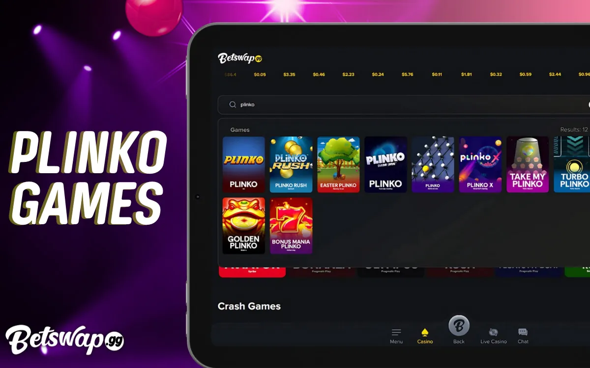 The Betswap website offers a wide variety of Plinko games