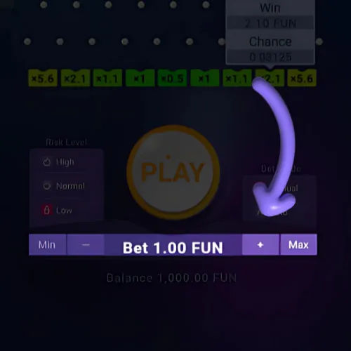 Instruction Set your bet amount